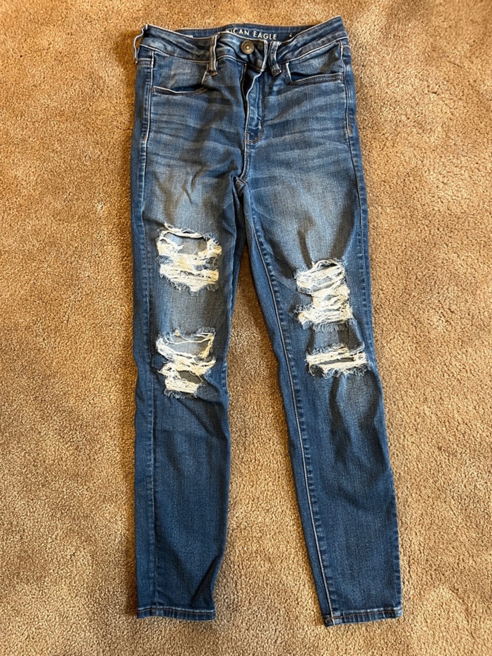 American Eagle Outfitters Ripped Dark Blue Skinny Jeans